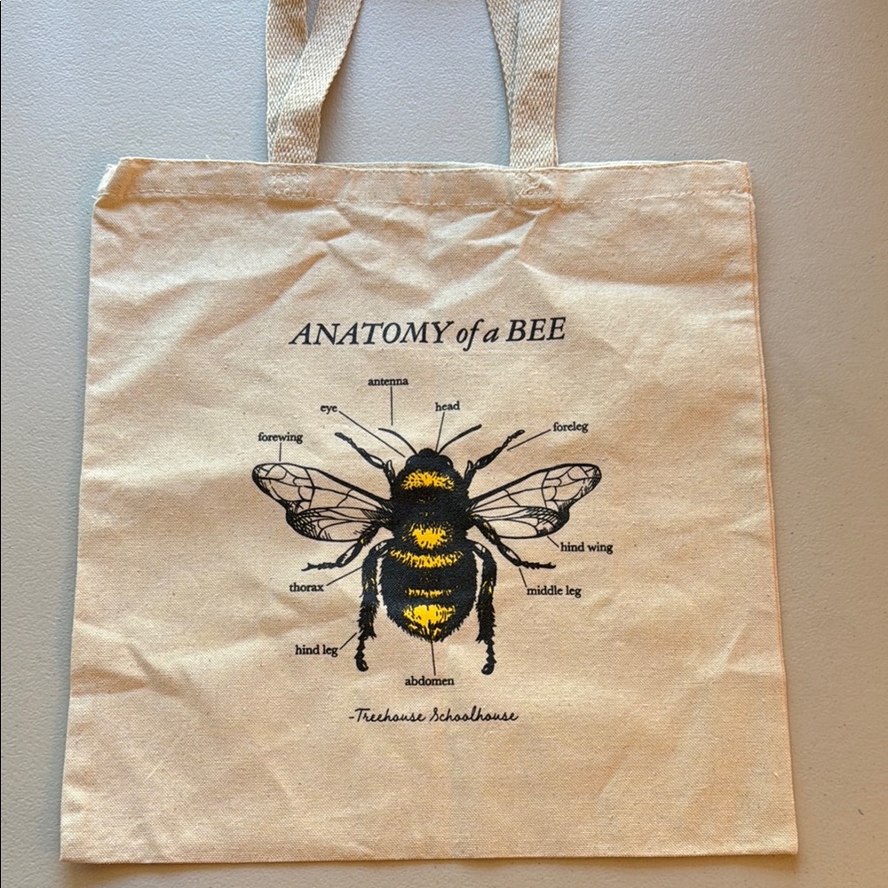 Anatomy of a Bee Canvas Tote Bag - Natural color - NWOT